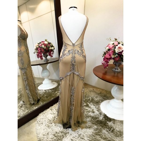 Vestido longo de festa M-5054 Dourado