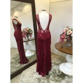 Vestido longo de festa M-5389 Marsala