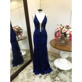 Vestido longo de festa M-5319 Azul Marinho