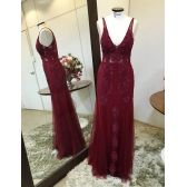 Vestido longo de festa M-5549B Marsala