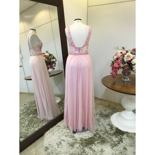 Vestido longo de festa M-5460 Rosa