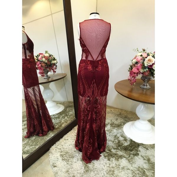 Vestido longo de festa M-5364 Marsala