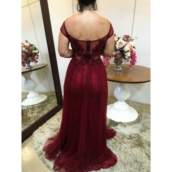 Vestido longo de festa M-5006 Marsala