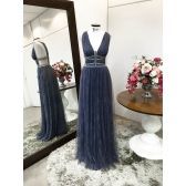 Vestido longo de festa M-5077 Cinza