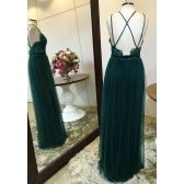Vestido longo de festa M-1004C Verde Medicina