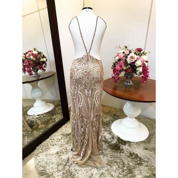 Vestido longo de festa M-5463 DOurado