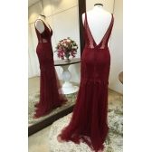 Vestido longo de festa M-5001 Marsala