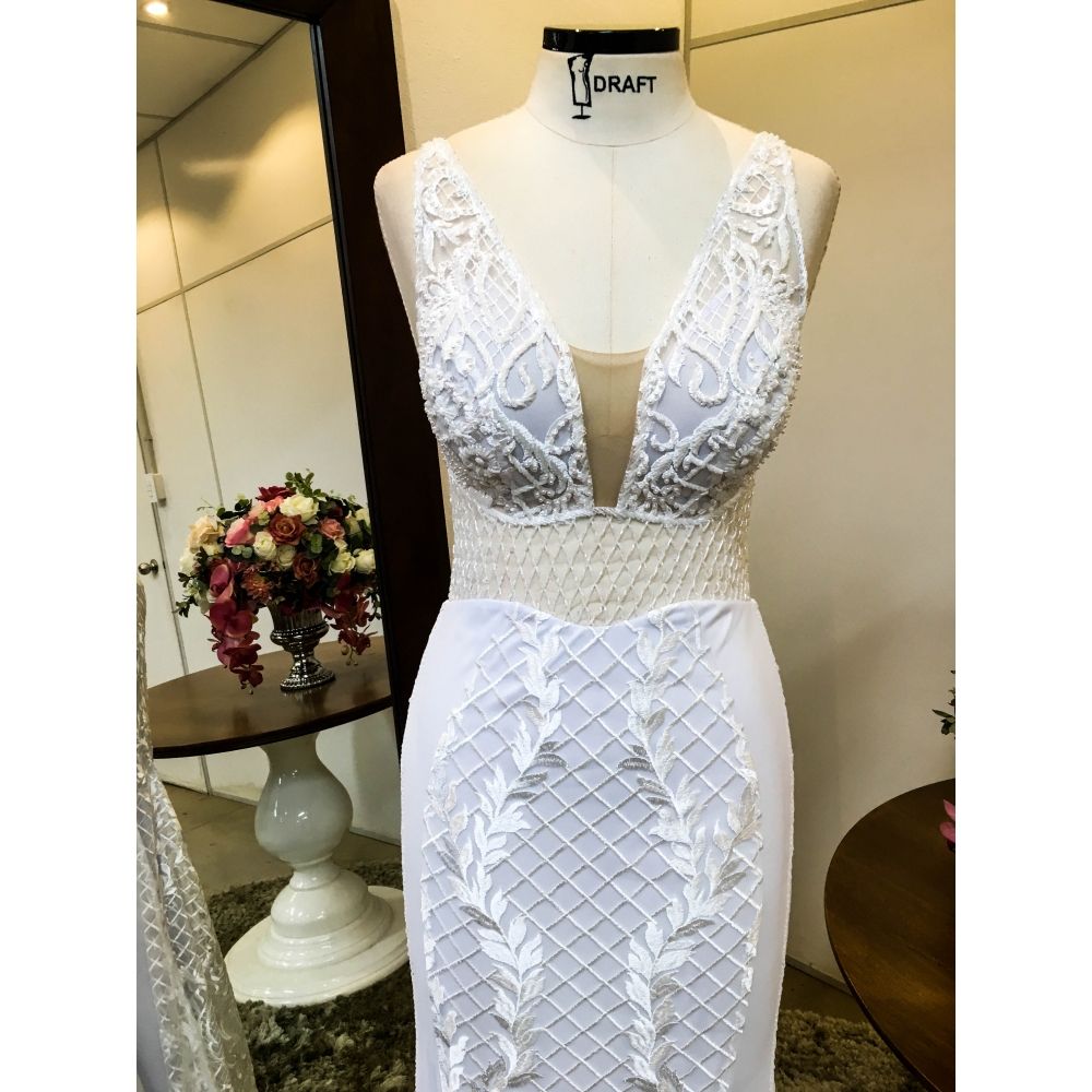 Vestido longo branco M-6068