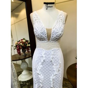 Vestido longo branco M-6068