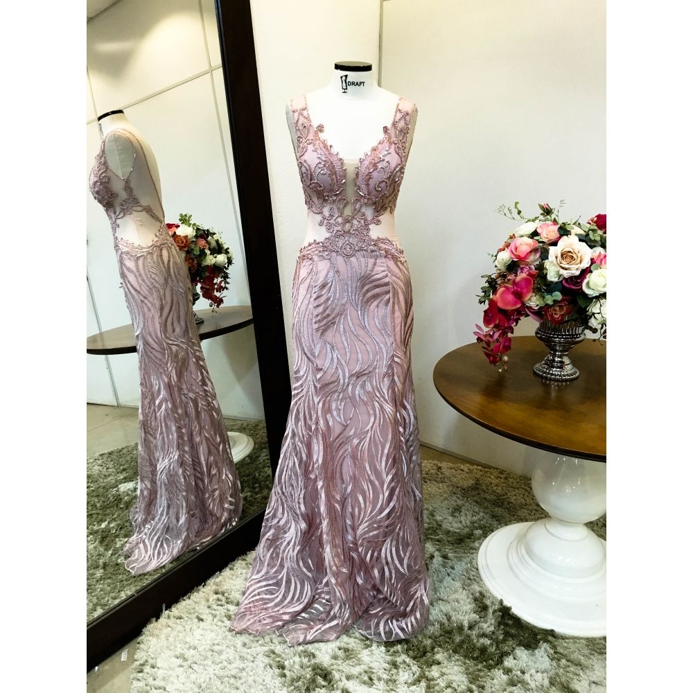 Vestido longo de festa M-5397B Rosé