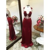 Vestido longo de festa M-6008 Marsala