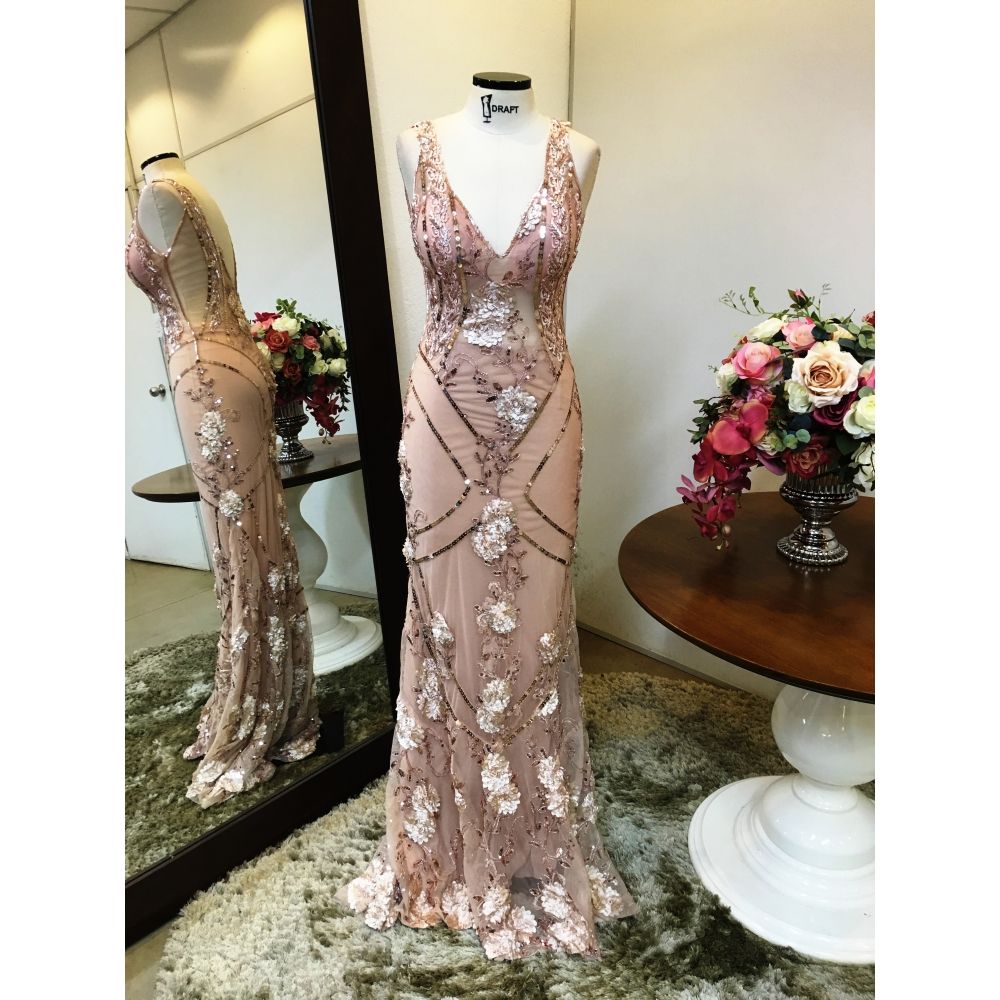 Vestido longo de festa M-5410R Rosé