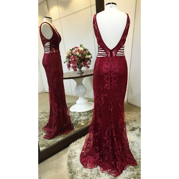 Vestido longo de festa M-5368 Marsala