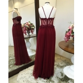 Vestido longo de festa M-6056 Marsala