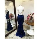 Vestido longo de festa M-6093 Azul Marinho