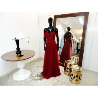 Vestido longo de festa M-5413 Marsala