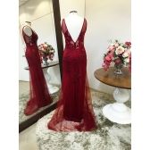 Vestido longo de festa M-5286 Marsala