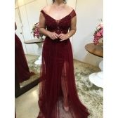 Vestido longo de festa M-5006 Marsala