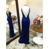 Vestido longo de festa M-5382 Azul Marinho