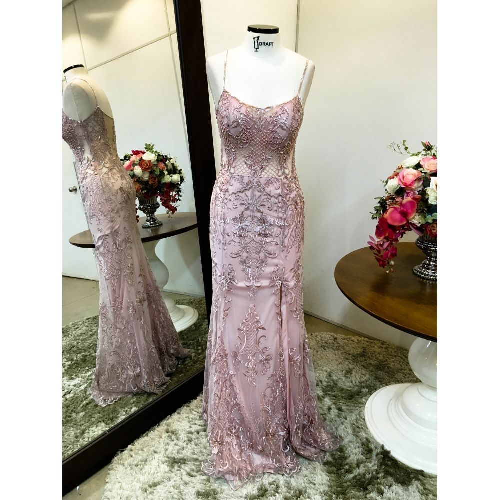 Vestido longo de festa M-5392 Rosé