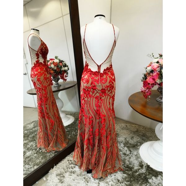 Vestido longo de festa M-5469 Vermelho