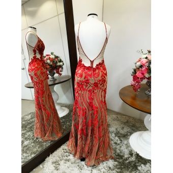 Vestido longo de festa M-5469 Vermelho