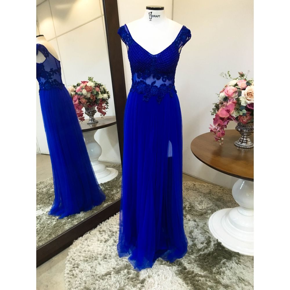 Vestido longo de festa M-5299 Azul Royal
