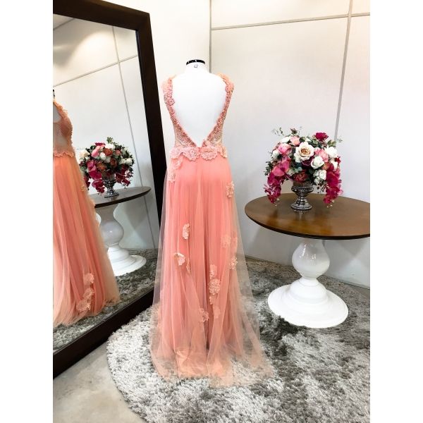 Vestido longo de festa M-5532 Coral