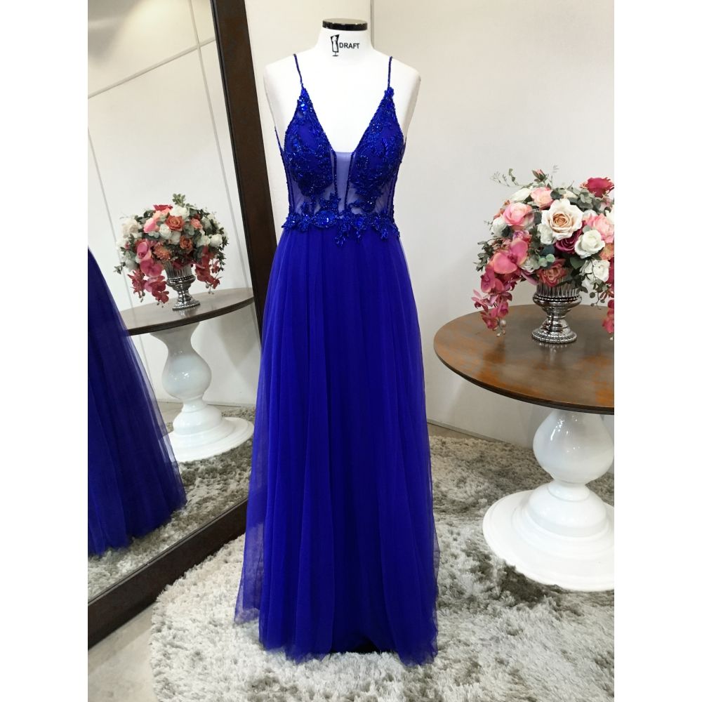 Vestido longo de festa M-5225MA Azul Royal