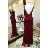 Vestido longo de festa M-5462 Marsala
