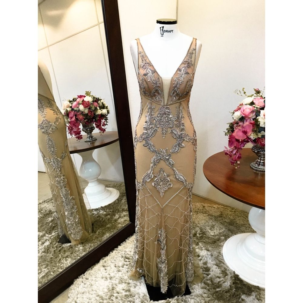 Vestido longo de festa M-5054 Dourado