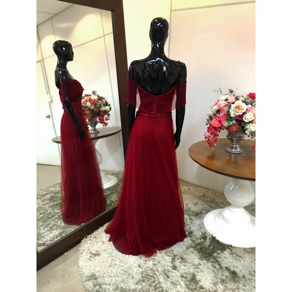 Vestido longo de festa M-5413 Marsala