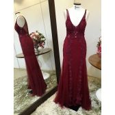 Vestido longo de festa M-6059 Marsala