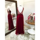 Vestido longo de festa M-5195 Marsala