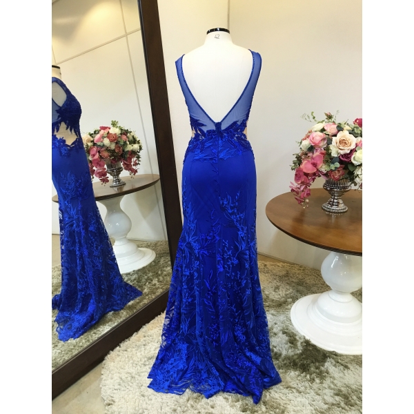 Vestido longo de festa M-6054 Azul Royal