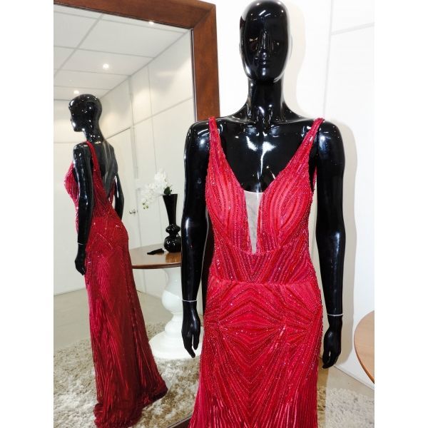 Vestido longo de festa M-6045 Marsala