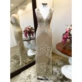 Vestido longo de festa M-0719 Dourado
