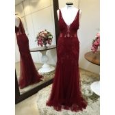 Vestido longo de festa M-5001 Marsala