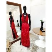 Vestido longo de festa M-6042 Marsala