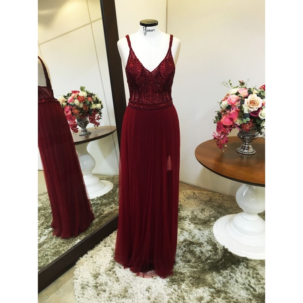 Vestido longo de festa M-5098 Marsala