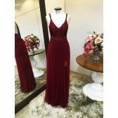 Vestido longo de festa M-5098 Marsala