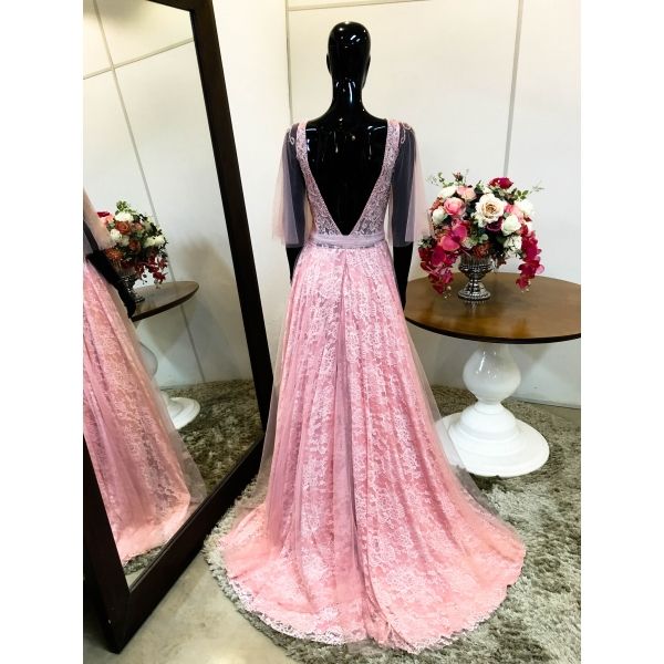 Vestido longo de festa M-6002 Rosé