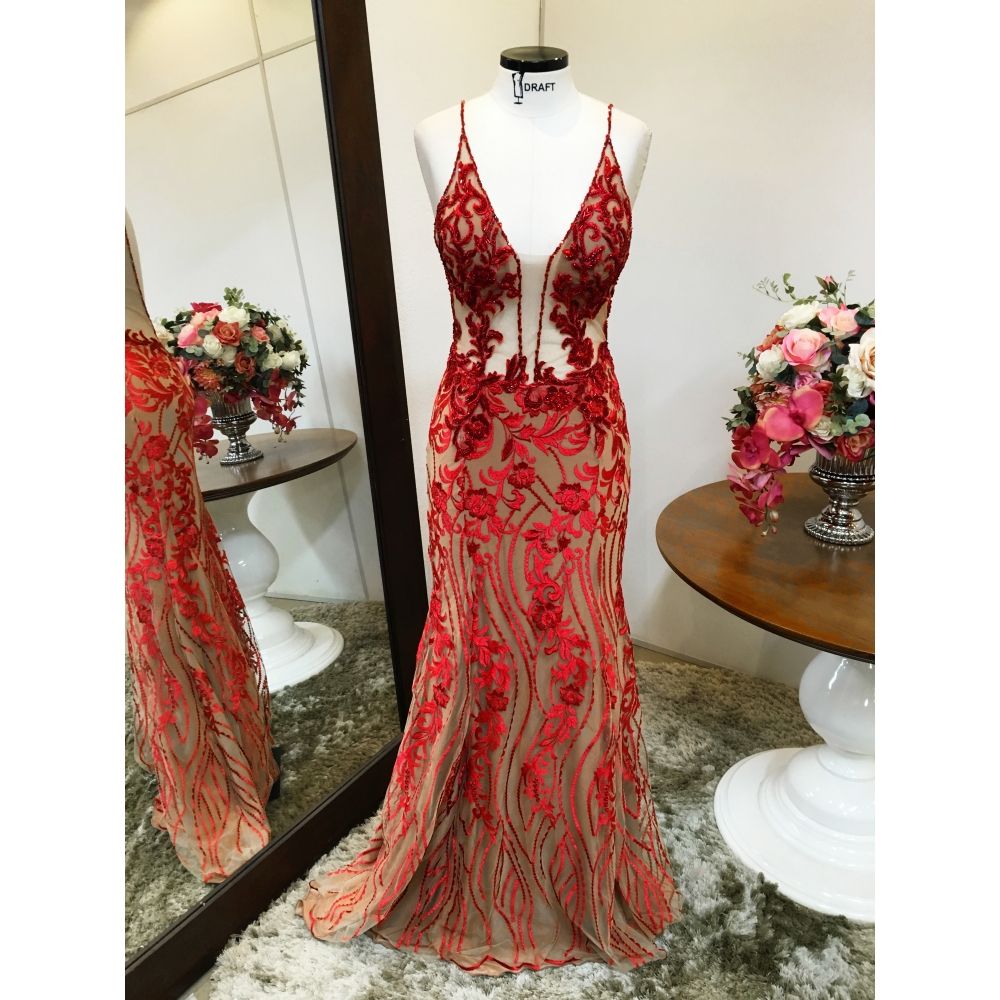 Vestido longo de festa M-5469 Vermelho