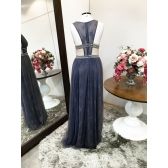 Vestido longo de festa M-5077 Cinza