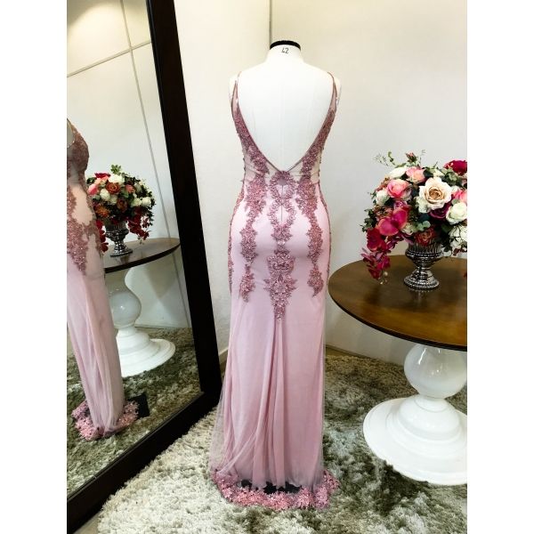 Vestido longo de festa M-5544 Rosé
