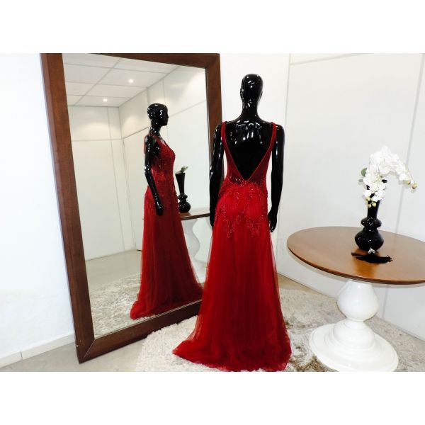 Vestido longo de festa M-6040 Marsala