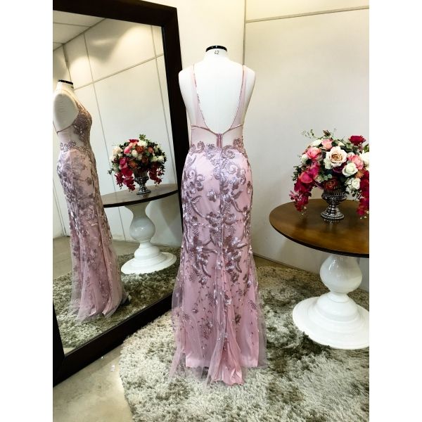Vestido longo de festa M-5529 Rosé