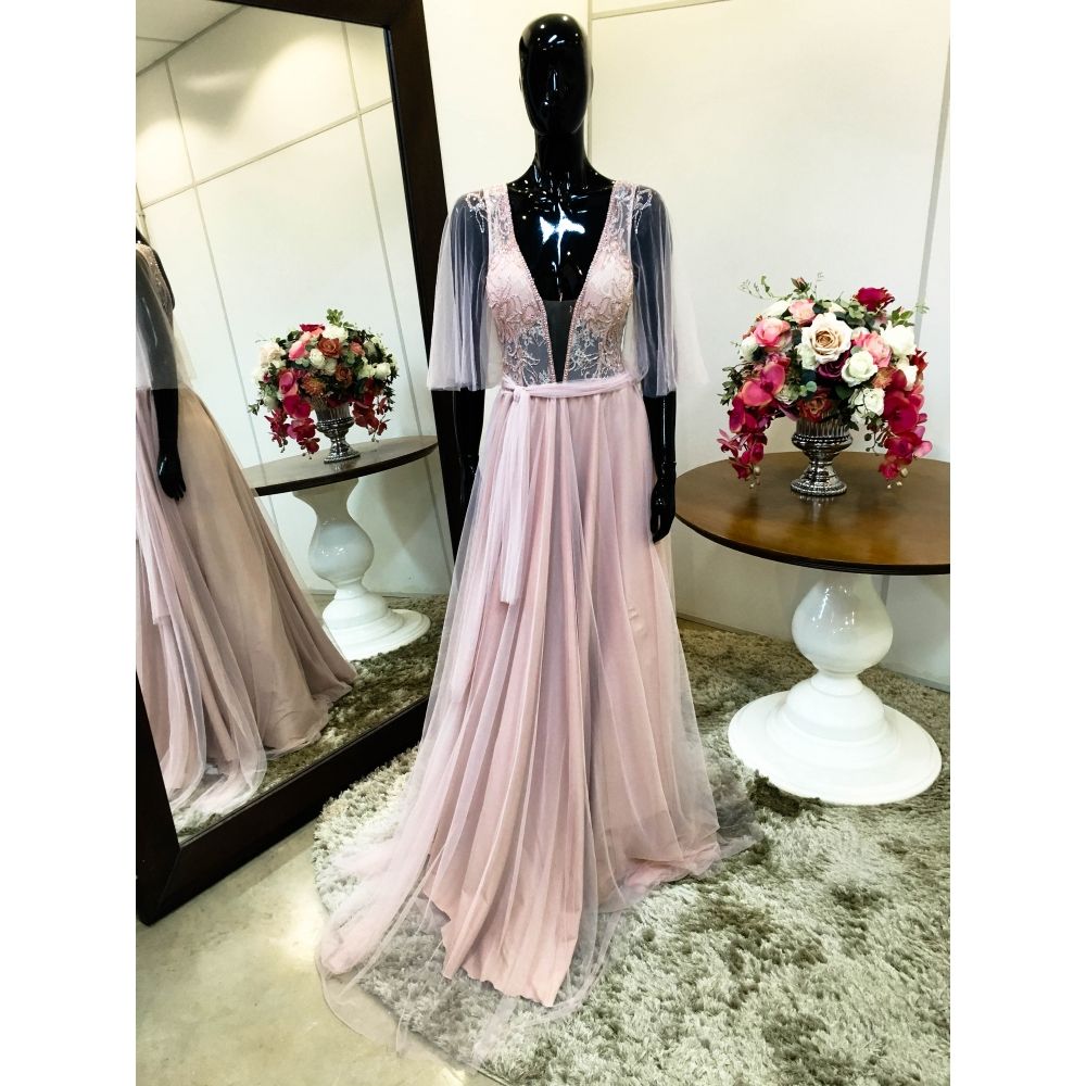 Vestido longo de festa M-6074 Rosé
