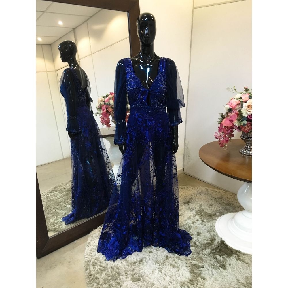 Vestido longo de festa M-5421 Azul Marinho
