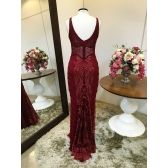 Vestido longo de festa M-5536 Marsala